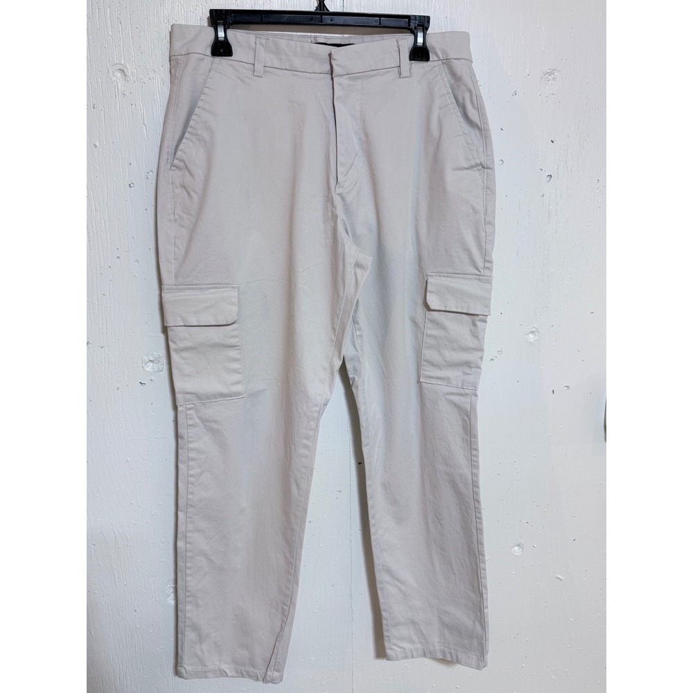 Kenneth Cole Cargo Pants Mens 32x30 Beige Cotton Stretch Classic Utility Modern